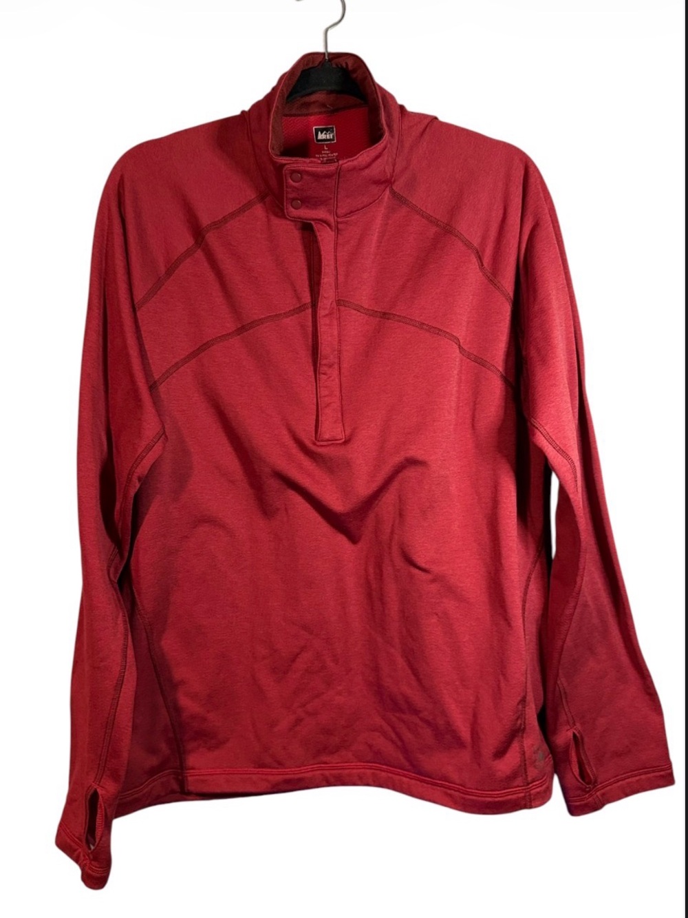 REI Co-op Men's 1/4 Zip Mock Neck Red Sz L